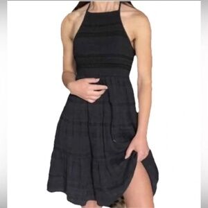 PreLoved American Eagle Black Halter top dress with smocking Sz(M)